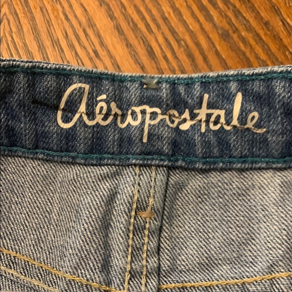 Aeropostale High Rise Shorty Blue Jean Denim Shorts Distressed Cut-Off NWT 0 - Picture 9 of 11